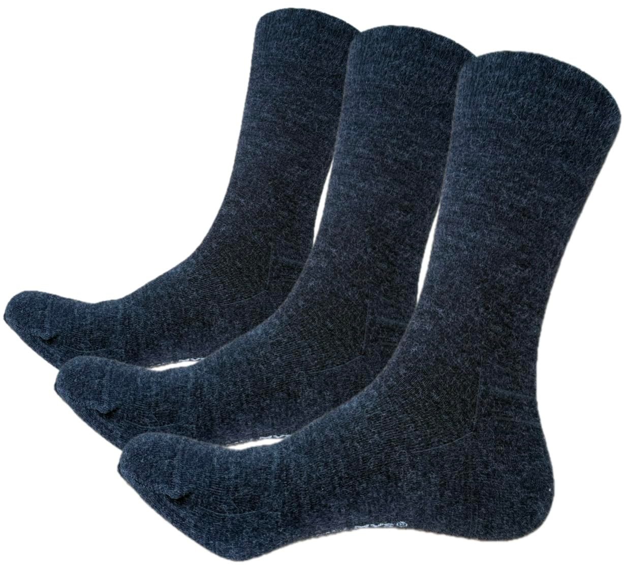 ULLMYS Herren Merino Wollsocken – 98% Naturfasern, davon 80% Merino Wolle für Komfort im Alltag & Business, aus Europa – Dunkelgrau, 3 Paar, Größe 39/42