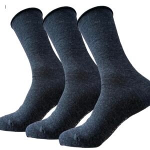 ULLMYS Herren Merino Wollsocken – 98% Naturfasern, davon 80% Merino Wolle und Offenem Rand für optimalen Komfort, aus Europa – Dunkelgrau, 3 Paar Größe 39/42