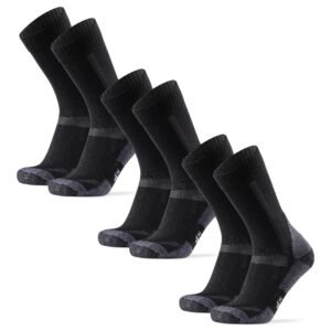 DANISH ENDURANCE Merino Wandersocken, Arbeitssocken, Funktionssocken, Herren, Damen & Kinder, 1, 3 & 5 Paar, Schwarz/Grau 3 Paar, 43-47