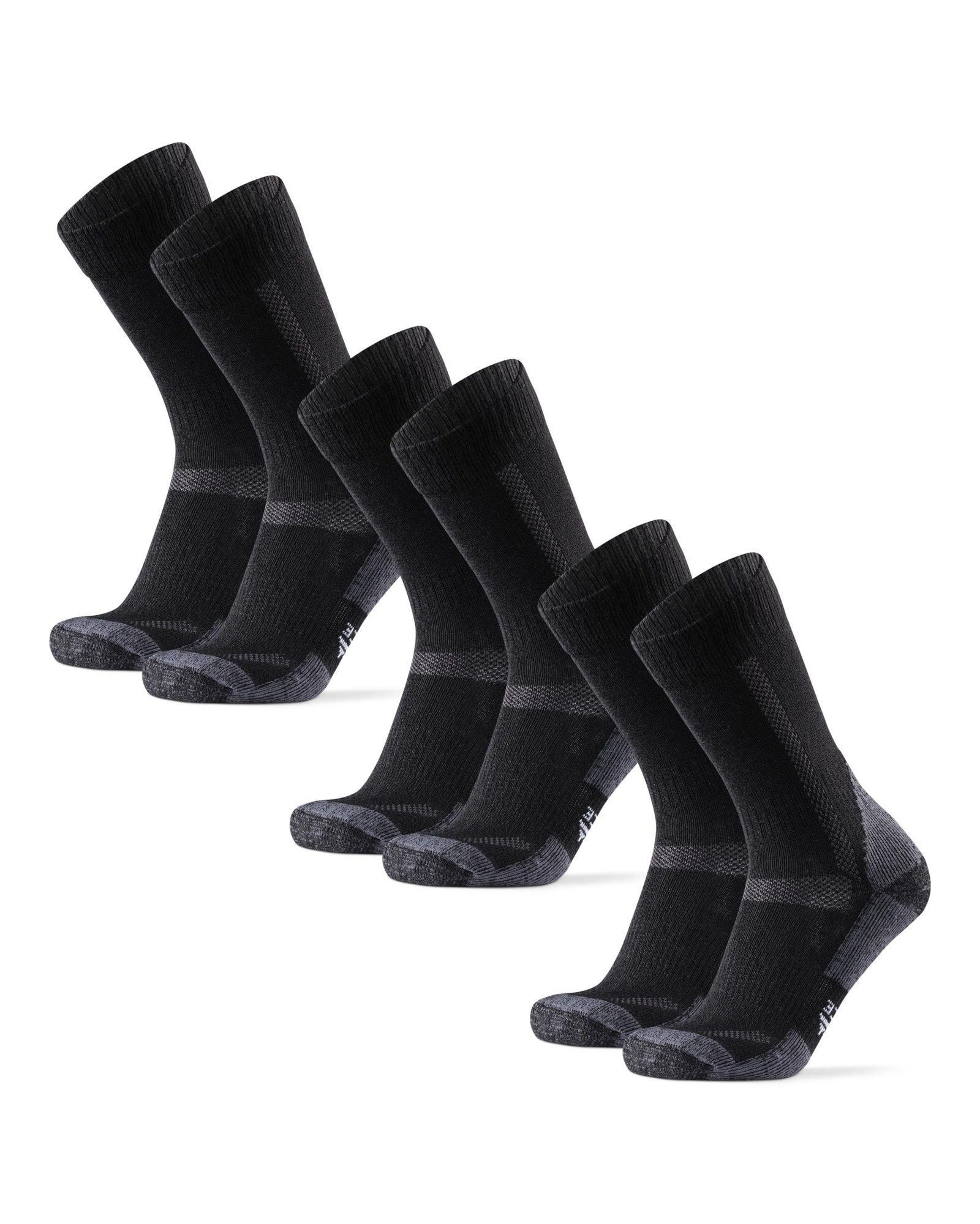 DANISH ENDURANCE Merino Wandersocken, Arbeitssocken, Funktionssocken, Herren, Damen & Kinder, 1, 3 & 5 Paar, Schwarz/Grau 3 Paar, 43-47