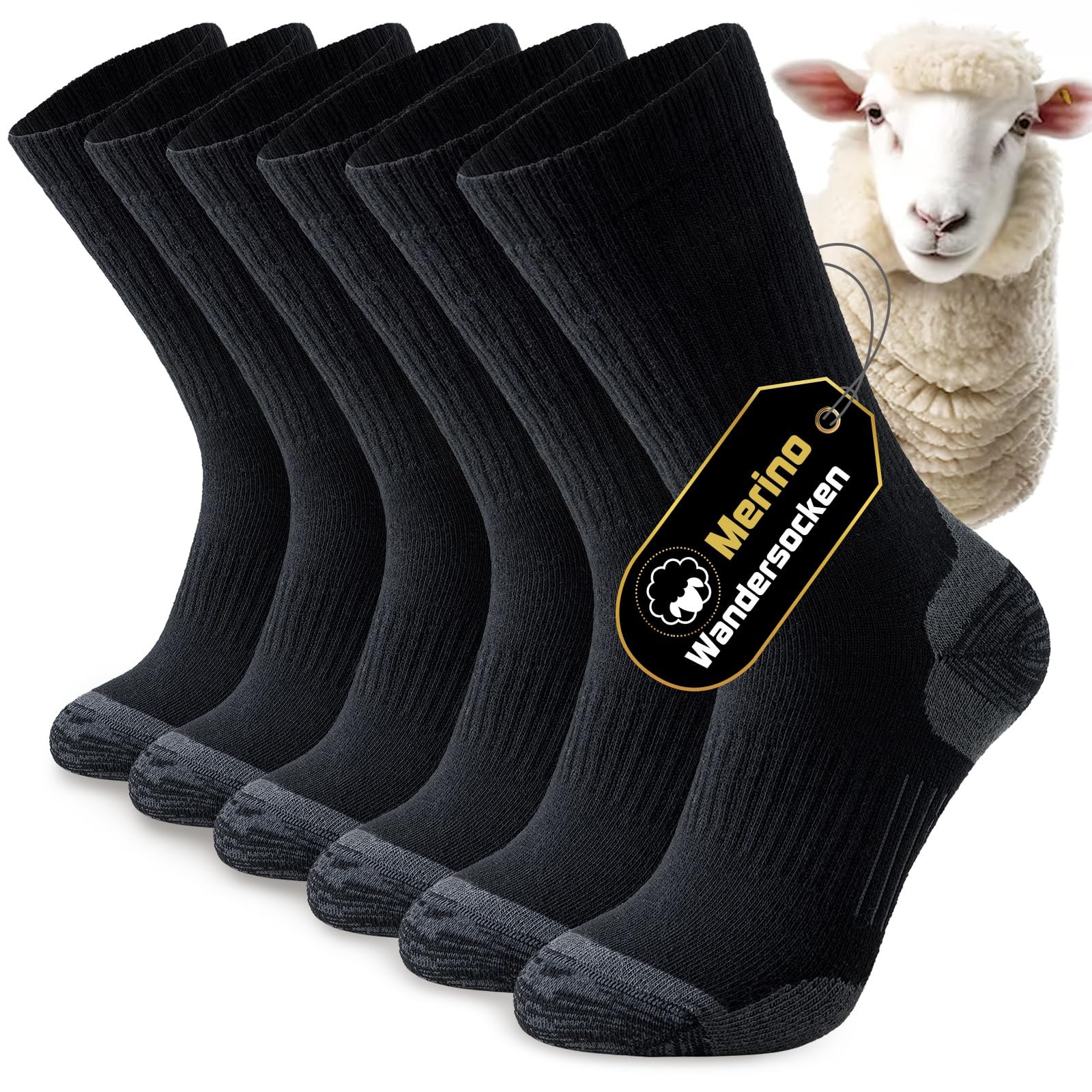 Niorasen Merino Wandersocken Herren Damen, 3 Paar Outdoor Trekkingsocken, Merinowolle Sportsocken Laufsocken Sneakersocken Atmungsaktiv Dicke Thermosocken für Herren Damen